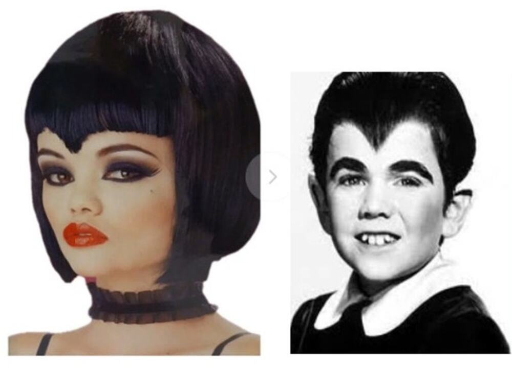 Halloween Vampire Short Wig Black Costume EDDIE MONSTER Hair Widows Peak‎ Goth